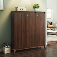 Webster 32 Pair Shoe Rack in Walnut Finish