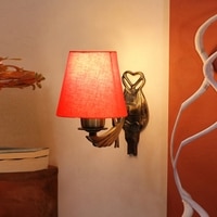 Devansh Metal Electric Wall Light in Antique Gold Colour with Orange Shade Count of 1 Light