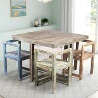 Kingston Sheesham Wood 4 seater Dining Table Set in Antique Multicolour Finish