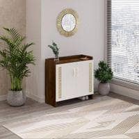 Brooklyn Engineered Wood Shoe Cabinet with Brown Maple & White finish