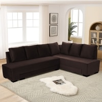 Melo 3 Seater Right Sectional Velvet Sofa Cum Bed in Brown colour