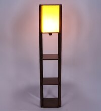 Brown Square Floor Lamp with Yellow Shade
