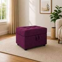 Doe Buck Tufted Storage Ottoman Bench in Purple Colour Fabric