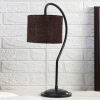 Brown Jute Curvy table lamp with Iron Base (SP17)