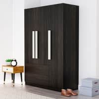 Hexa Red Wooden 3 Door Wardrobe with 2 Drawers and Hanging Space in Flower Wenge Colour