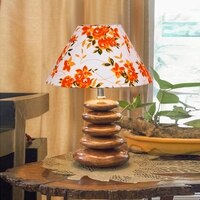 Devansh Printed Cotton Table Lamp With Wood  Pebble Lamp  (10X10X15) Inches