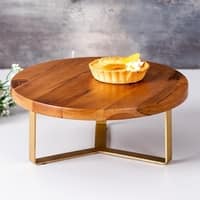 Inseparables Teak Wood Cake Stand Gold