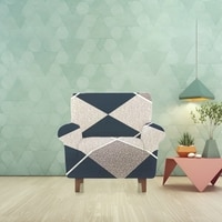1 Seater Navy Cubes Sofa Cover