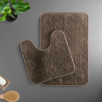 Luxe Home Polyester Newman Contour Bath Mat Set of 2 (Chocolate 45x75 cm & 40x45)