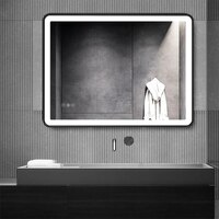 Modern Rectangular LED Mirror with Gold Stainless Steel Frame