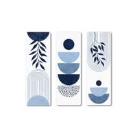 The Castle Decor Blue Botanical Abstract Wall Art Set of 3 36x39 Inch