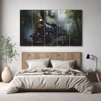 The Castle Decor Train Art Wall Painting Wooden Framed Digital Painting 27x48 Inch