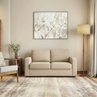 Apollo High Back 2 Seater Fabric Sofa in Pearl Colour