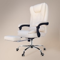Kepler Brooks Italia Premium Leatherette Office Desk Chair in Off White Colour