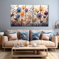 The Castle Decor Abstract Flower Wall Art Set of 5 27x48 Inch