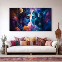 The Castle Decor Radha Krishna Spiritual Wall Art Framed Painting 27x48 Inch (Style 2)