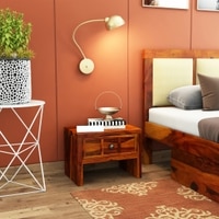 Tiana Solid Wood Bedside Table in Honey Finish