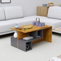 Hexa Engineered Wood Coffee Table With Storage In Giant Wood And Slate Grey