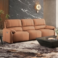 Leeroy Leather Three Seater Motorized Recliner in Hazelnut Tan