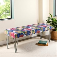 Belmont Sheesham Wood Mid Century 3 Seater Bench With Metal Legs In Fruit Print