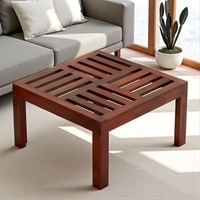 Sydney Sheesham Wood Contemporary Square Coffee Table In Honey Finish