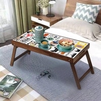 Friends Breakfast Solid Wood Breakfast Table/Tray In Multicolour