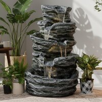 Dark Grey 5 Tier Rock Water Fountain Home and Garden