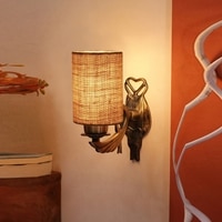 Devansh Metal Electric Wall Light in Antique Gold Colour with Beige Shade Count of 1 Light