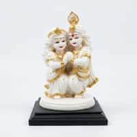 Devotional Eternal Radha Krishna Statue in White and Gold Colour