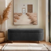 Leroj  Boucle 2 Seater Ottoman Bench with Storage  in Dark Grey Color