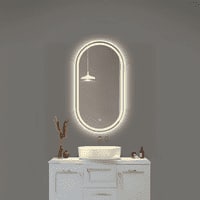 Oblong LED Mirror with Backlit Edge for Modern