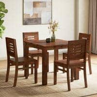 Arlo Teak Wood 4 Seater Storage Dining Table With Arlo Dining chair Set
