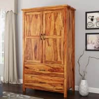 Madhavi  2 Door 2 Drawer Sheesham Wood Wardrobe in Rustic Finish