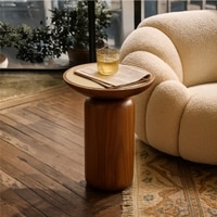 Lusso Solid Wood Side Table in Brown Colour