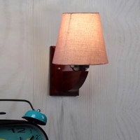 Devansh Solid Wood Electric Wall Light in Grey Colour with Grey Shade Count of 1 Light