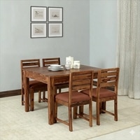 Arbor 4 Seater Dining Set with Cushioned Chairs in Brown Colour