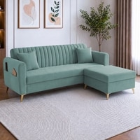 Daraco Velvet L shape 4 Seater Sofa in Touquise Color