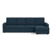 Apollo Sofa (Colour : Indigo Blue, Cushion : Hard, Back Type : High Back, Seating Capacity : Right Aligned 3 Seater + Right Aligned Chaise + Ottoman)