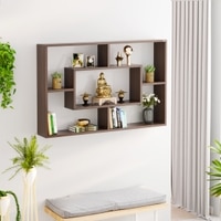 BLUEWUD Crafte Engineered Wood Wall Mount Wall Shelf, Display Rack (Wenge)
