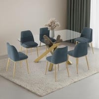 Zaida 6 Seater Glass Dining Table With Set Of 6 Olivia Dining Chairs