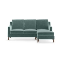 Abbey Sectional Sofa (Colour : Dusty Turquoise Velvet, Cushion : Soft, Seater : Right Aligned 2 Seater + Right Aligned Chaise)