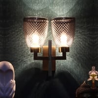 Eliante Tau Iron Wall Light With Glass In Antique Gold Colour