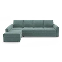Apollo Compact Fabric Sectional Compact Sofa (Colour : Dusty Turquoise Velvet, Cushion : Hard, Back Type : Regular, Seating Capacity : Left Aligned 3 Seater + Left Aligned Chaise)