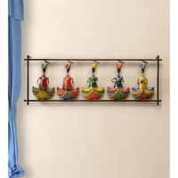 Desert Art Metal Handpainted Five Sardar Wall Hanging in Multicolour
