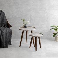 Weave Round Nesting Tables with Wooden Legs, Side Tables, Wooden Tables, Living Room Decor by A Tiny Mistake