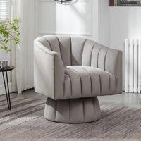 Morrow Swivel Solid Wood Round Chair in Grey Colour