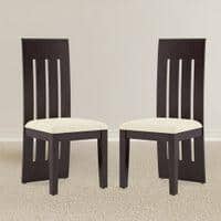 Sinai Dining Chair Set Of 2 In Mahagony Finish With Camilla Ivory Colour