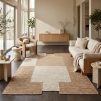 Jaipur Rugs Geometric Jute 5x8 Feet Cloud White And Peach Dhurrie Carpet For Living Room