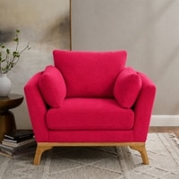 Lorentz Boucle Fabric Lounge Chair in Red Colour