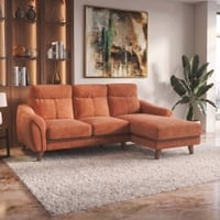 Ronan Right Aligned 3 Seater Sectional Fabric Sofa In Rust Colour